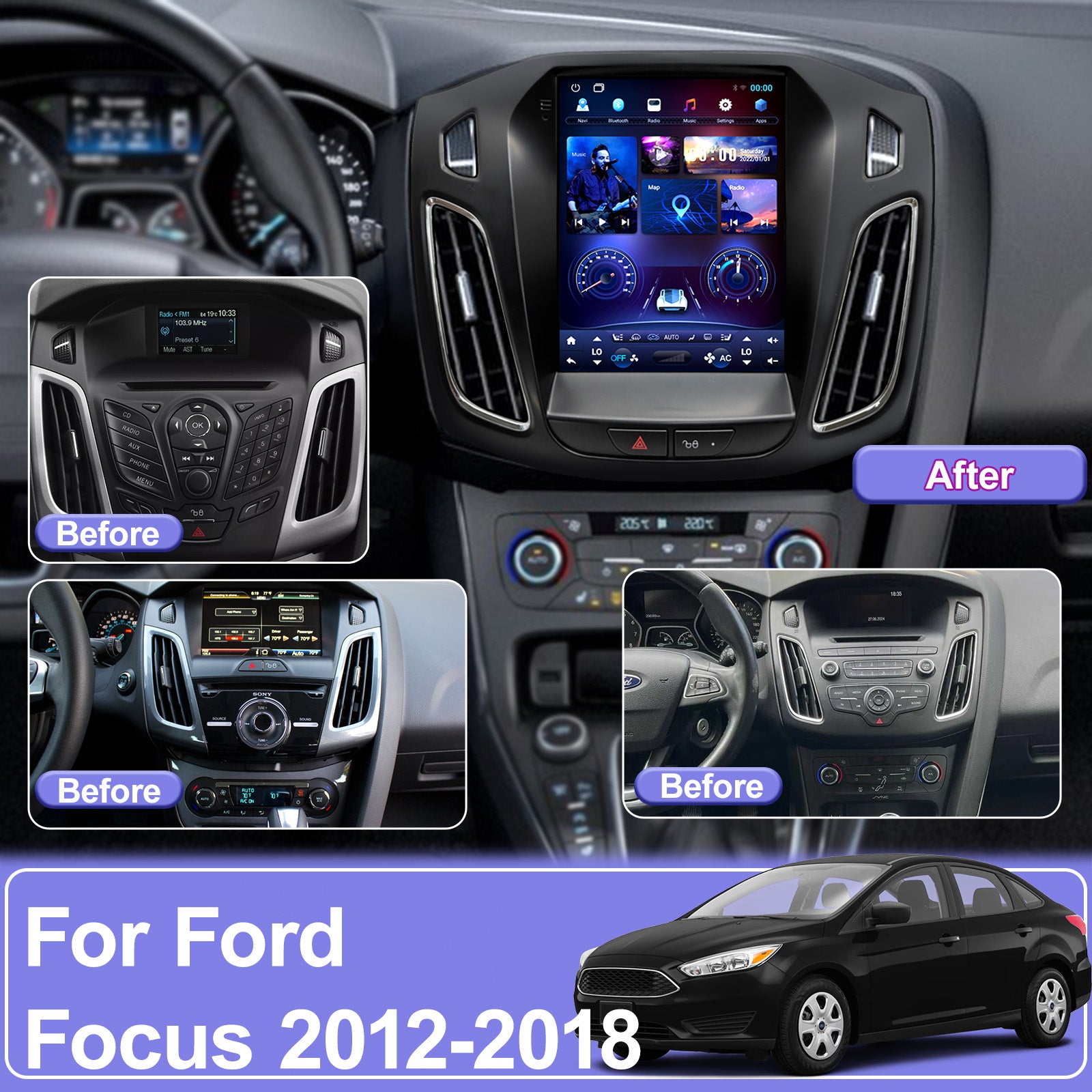 KSPIV | 10.4 Inch |  FORD Focus| Car Radio |  2012-2018 | Android 13  Headunit