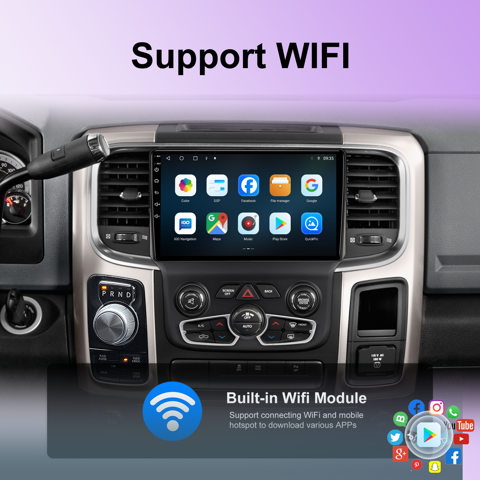 10.4" Vertical Android 14 Car Stereo for Dodge Ram 1500 2500 3500 2013-2018 Auto A/C, Wireless CarPlay Android Auto, 4G LTE GPS Navigation, Bluetooth, Backup Camera, Steering Wheel Control, Plug & Play