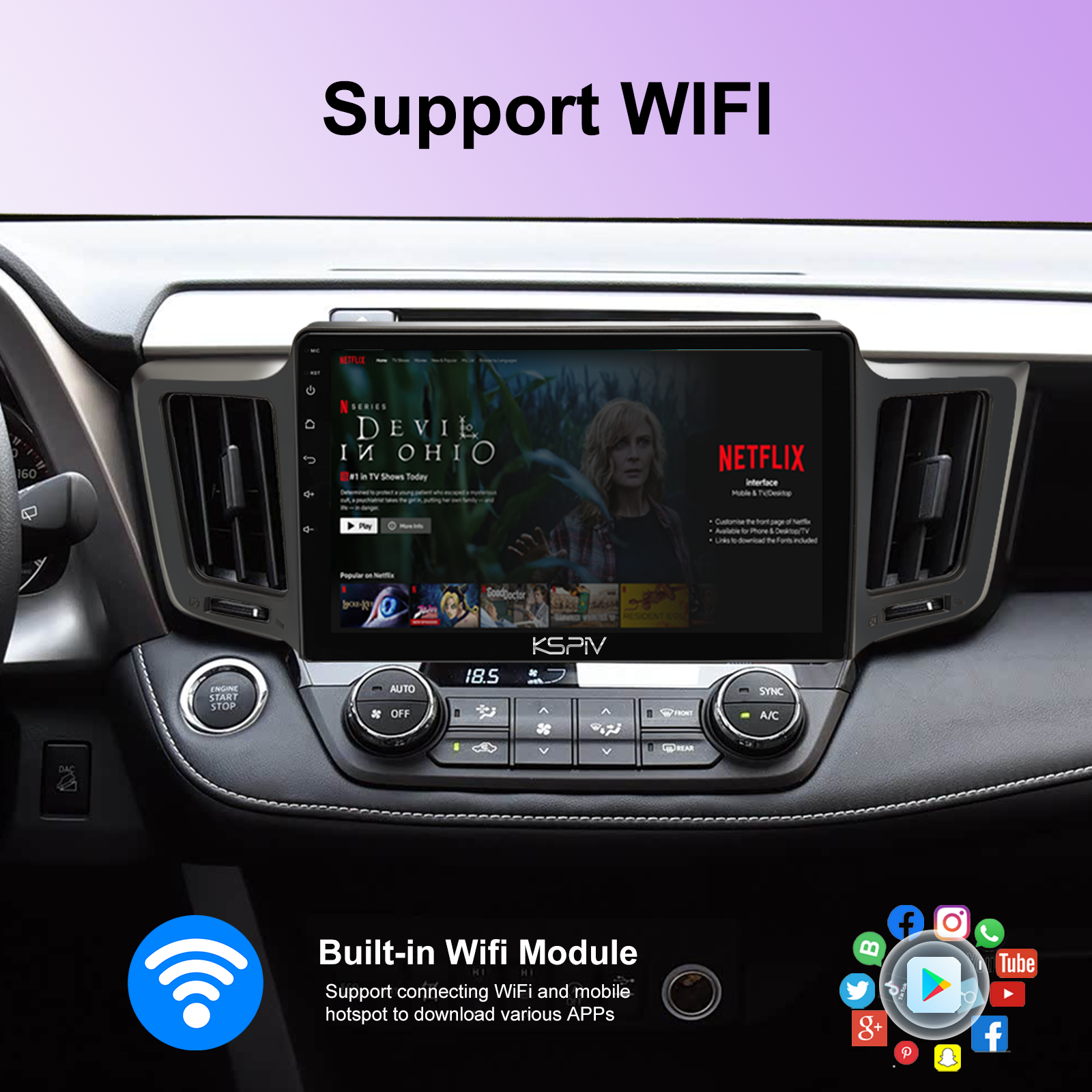 10.1 Inch Touch Screen for TOYOTA RAV4 2013-2018 Radio, Android Car Stereo with Carplay Android Auto in Dash GPS Navigation Bluetooth WIFI FM Steering Wheel Controls