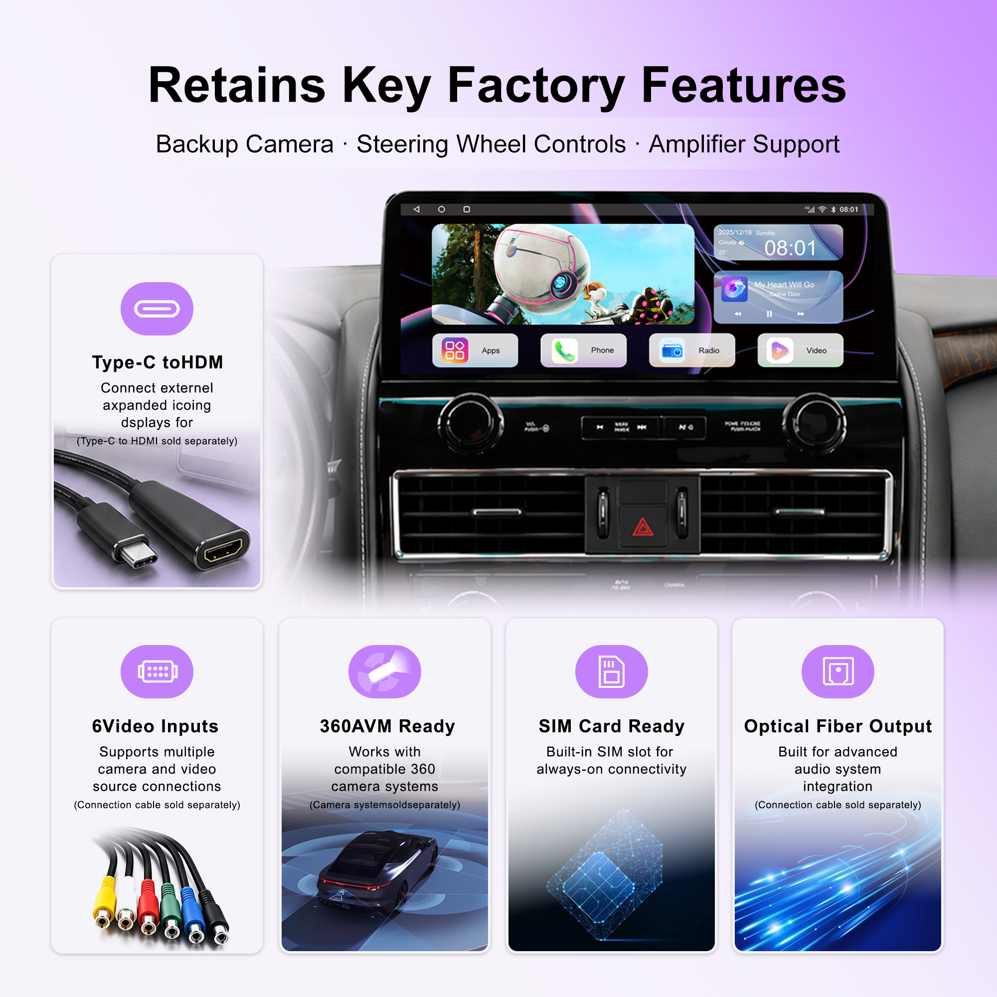 12.3" OEM 2022-Style Android Car Stereo for Infiniti QX80 / Nissan Armada 2010-2021, Wireless Apple CarPlay Android Auto, DSP DTS Audio, Qualcomm 8-Core, 8GB+128GB, 4G LTE GPS, RCA HDMI, Plug & Play
