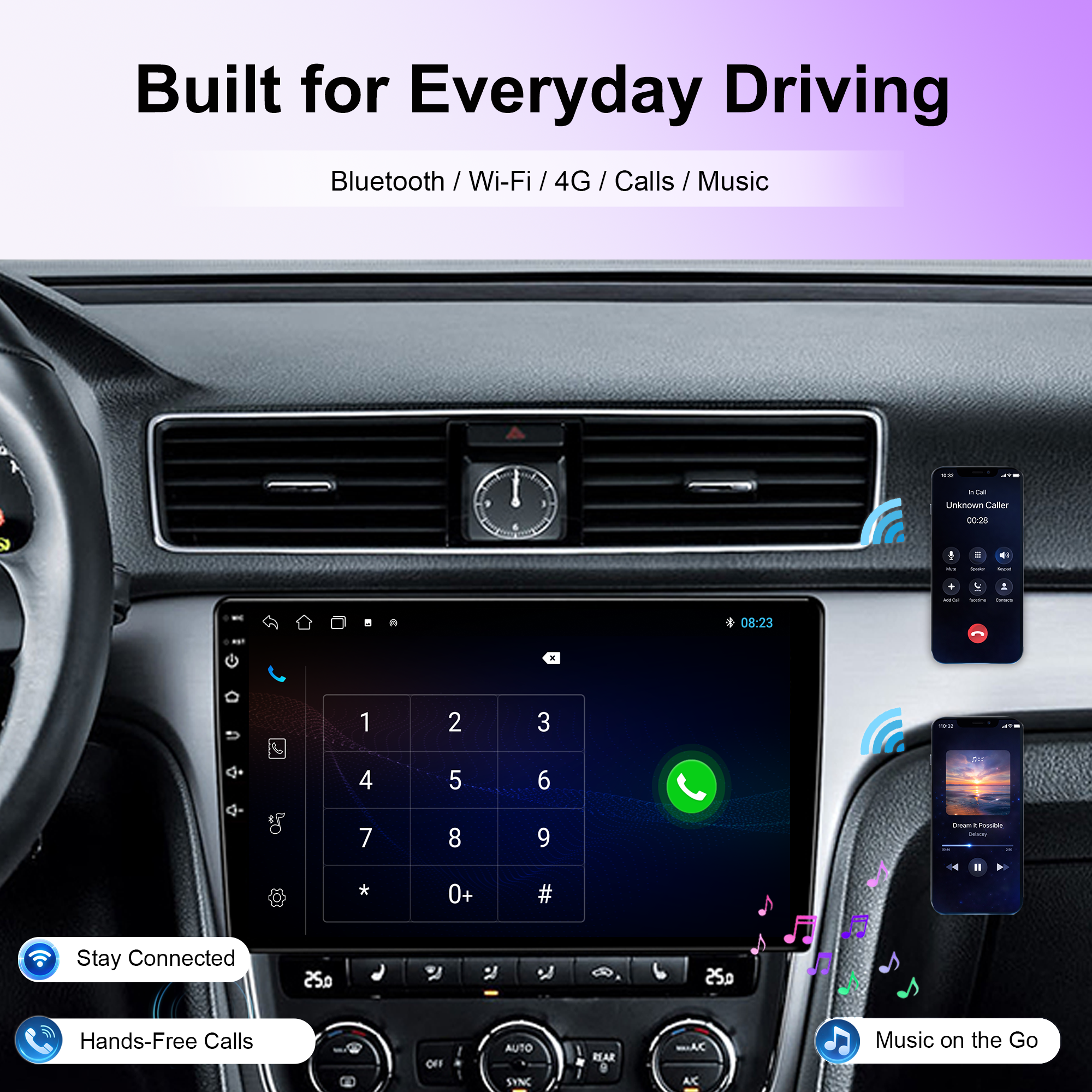 10.1" Android Car Stereo Single Din Universal with Carplay Android Auto IPS Screen