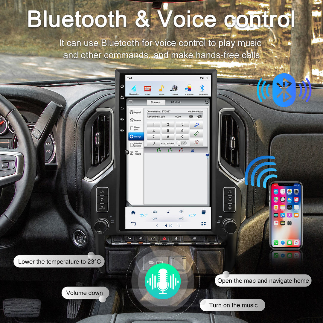 17" Android 13 Qualcomm Octa Core Tesla Screen Car Radio For  GMC Sierra Chevrolet Silverado 2019-2023 GPS Stereo Head Unit