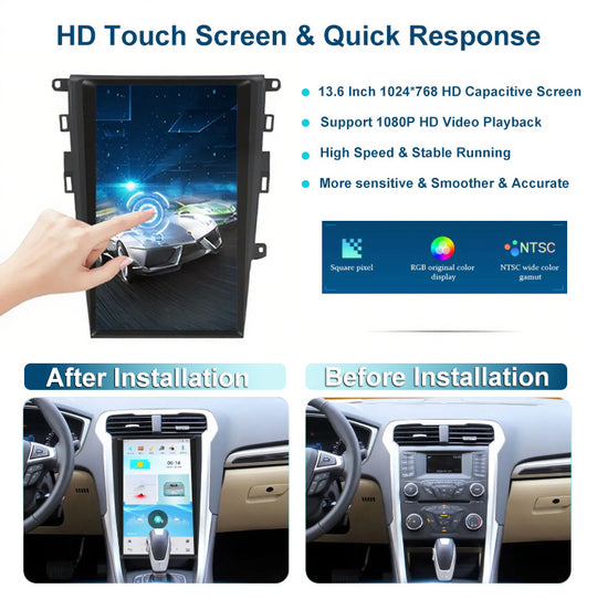 Kspiv Car Stereo Radio for FORD MONDEO 2013- AUTO A/C 13.6 Inch Touch Screen