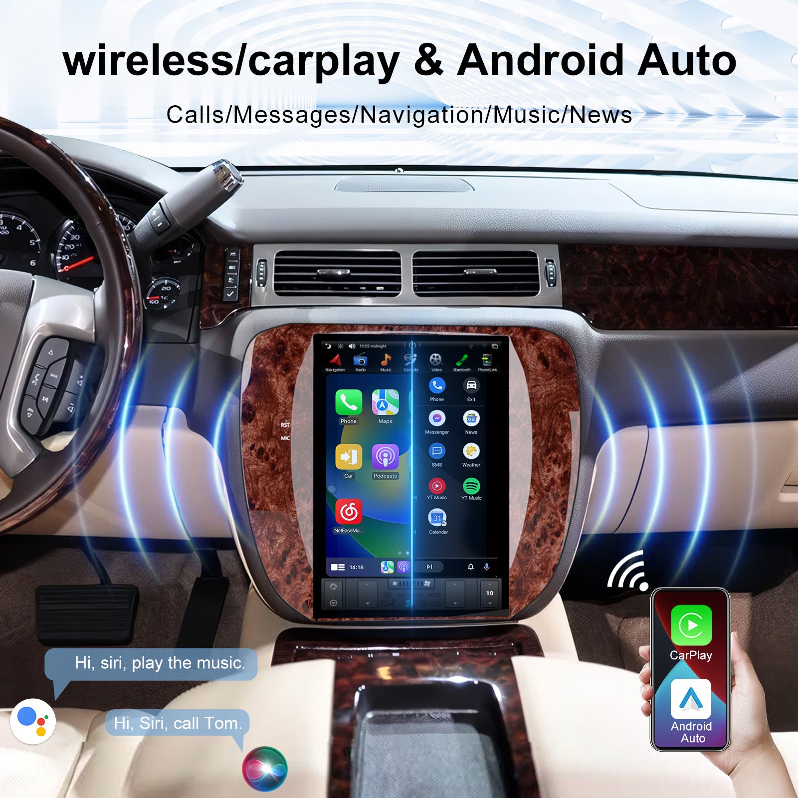 KSPIV | GMC Yukon/Chevrolet | Tahoe Silverado | 2007-2012 | Tesla Vertical Screen | Car Radio