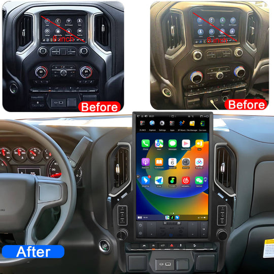 17" Android 13 Qualcomm Octa Core Tesla Screen Car Radio For  GMC Sierra Chevrolet Silverado 2019-2023 GPS Stereo Head Unit