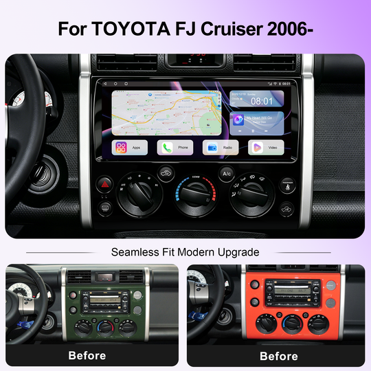 12.3 Inch Android Car Stereo for Toyota FJ Cruiser 2006+, Qualcomm 8-Core 8GB+128GB Touch Screen Radio with Wireless Apple CarPlay Android Auto, DSP DTS Sound, GPS, Bluetooth, RCA HDMI Output, Plug & Play