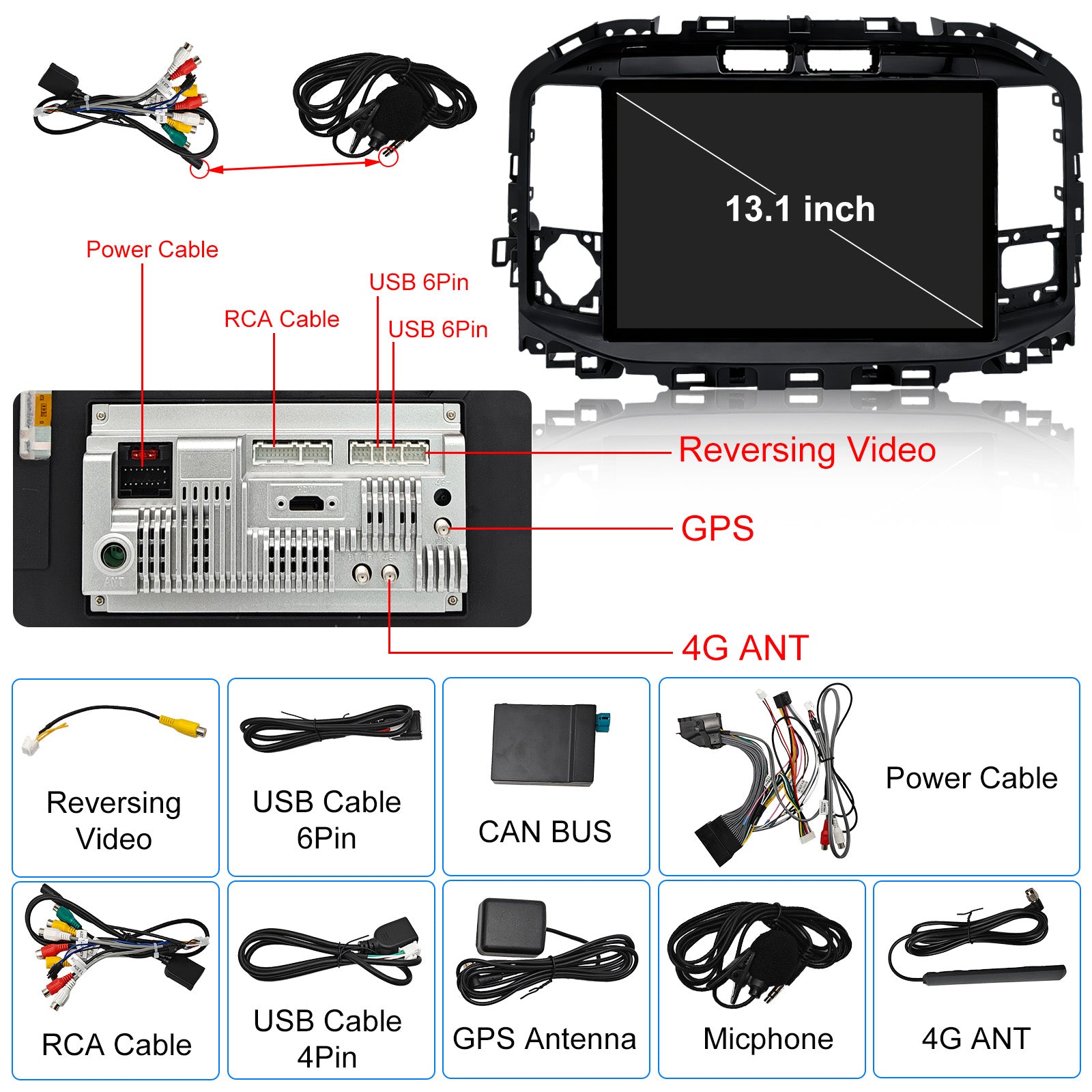 13.1 Inch Android Car Stereo Radio  for Ford F150 2021-256GB Wireless CarPlay Android Auto Rear Camera Support