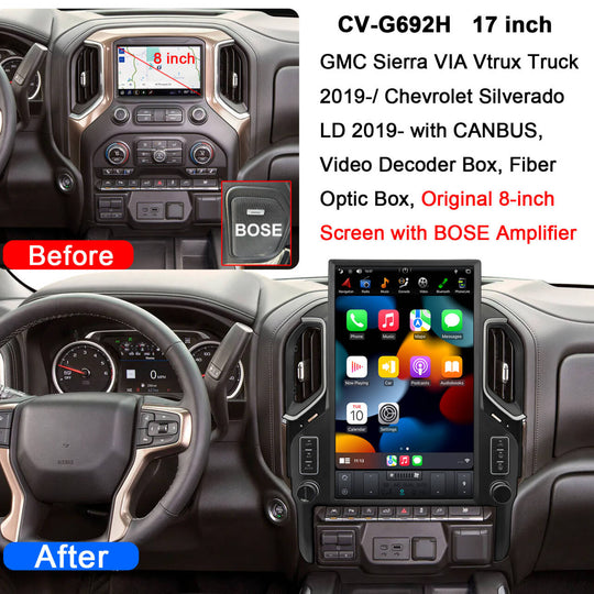 17" Android 13 Qualcomm Octa Core Tesla Screen Car Radio For  GMC Sierra Chevrolet Silverado 2019-2023 GPS Stereo Head Unit