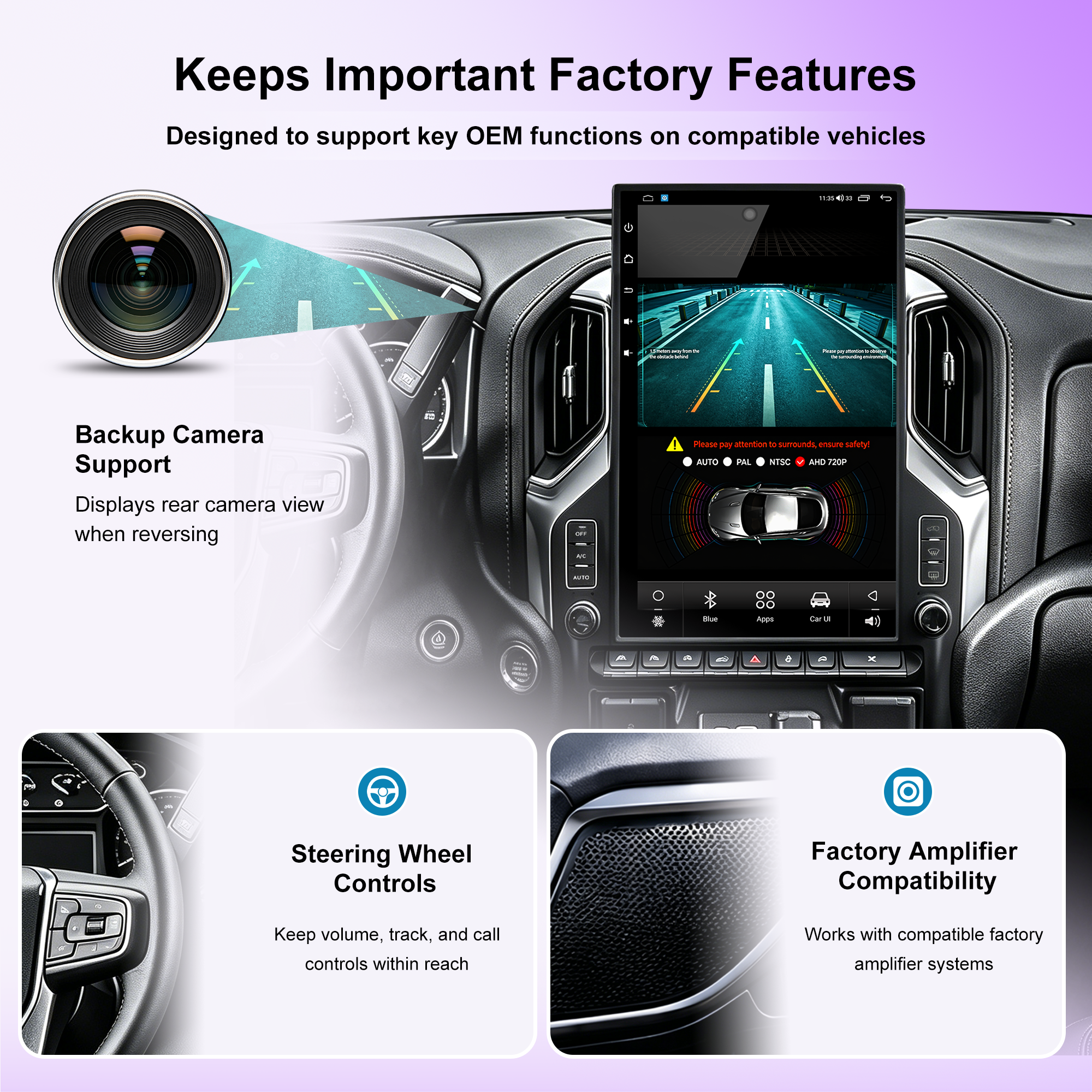 17 Inch T-Style Android 14 Car Stereo for GMC Sierra 2019+ Silverado LD 2019+ VIA VTrux Truck, 8GB+128GB 4G LTE Touch Screen Radio with Wireless CarPlay Android Auto, GPS, DSP, Backup Camera Support, Plug & Play