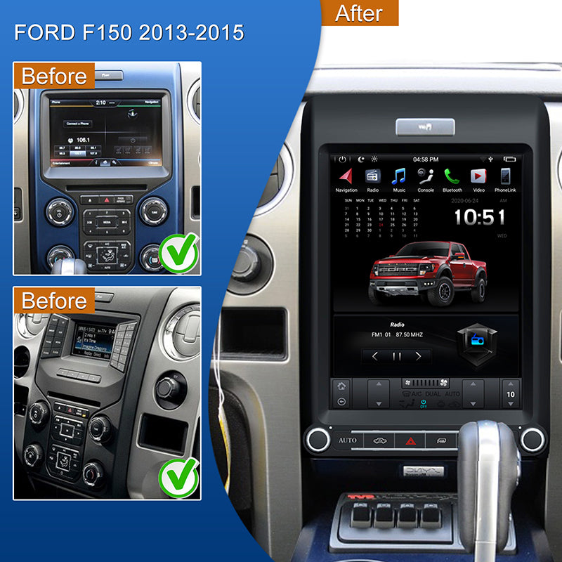 for Ford F150 2014-2015 Manual /AUTO A/C Vertical Screen 12.1 Inch Android Car Radio Stereo Video Navigation Multimedia Player