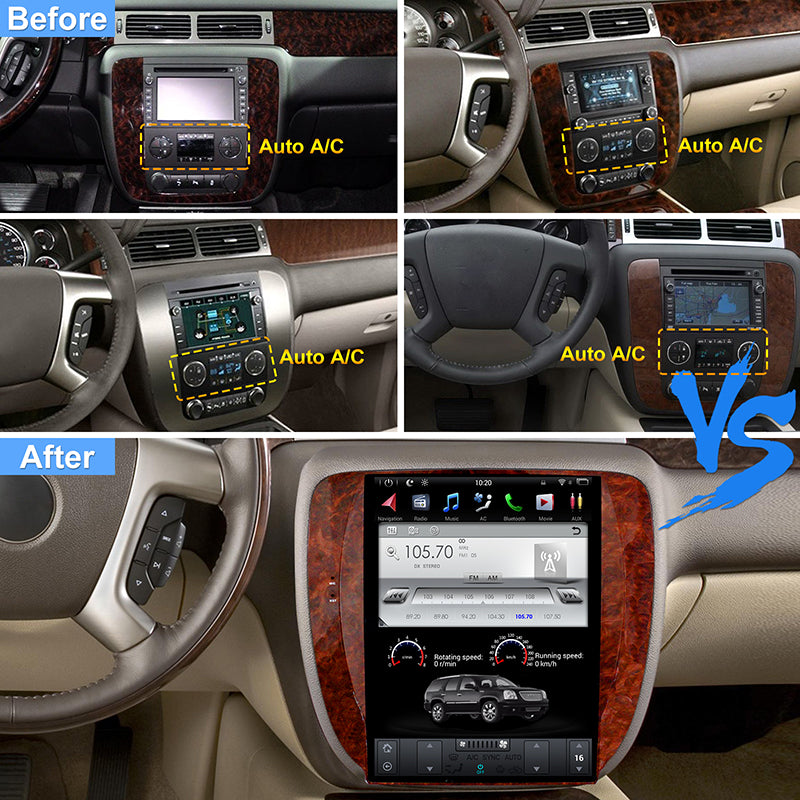 Android 11 Car Stereo for GMC Yukon/Chevrolet Tahoe Silverado 2007-2012 Compatible with Auto A/C 12.1 Inch Touch Screen with Carplay Android Auto Voice Control 