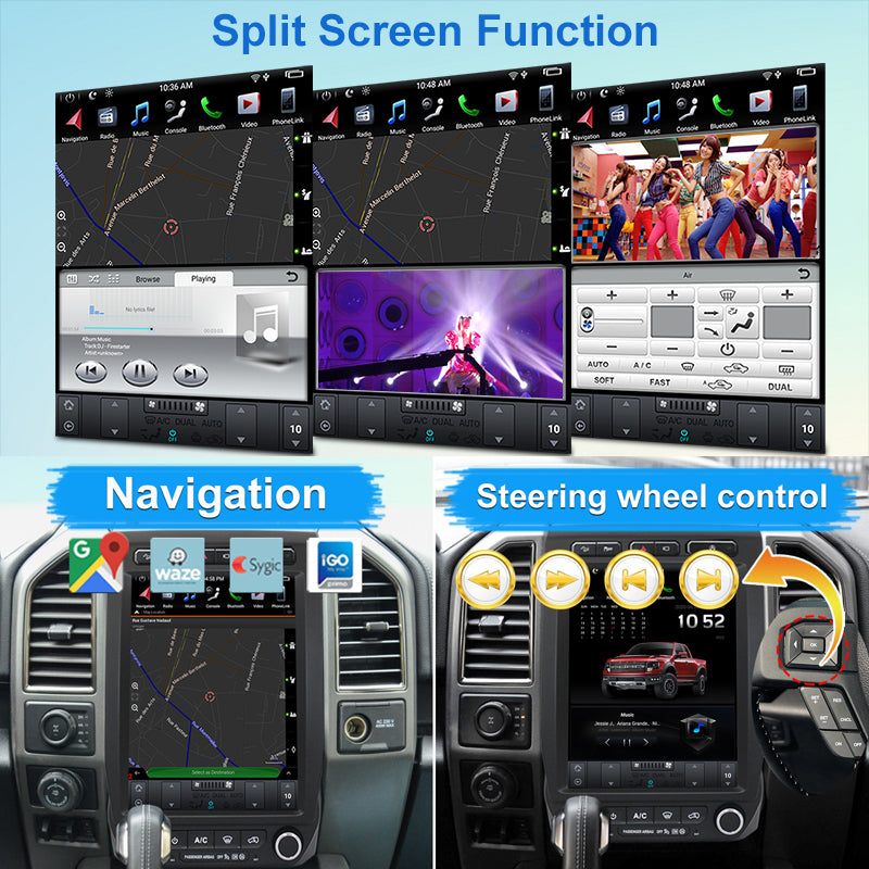 Kspiv 12.1 inch Android Car Stereo with Navigation for Ford F150 /Raptor 2015-Tesla Style Screen Wireless Carplay Android auto