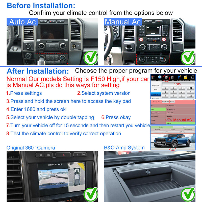 Kspiv 12.1 inch Android Car Stereo with Navigation for Ford F150 /Raptor 2015-Tesla Style Screen Wireless Carplay Android auto